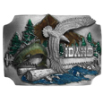 Idaho Eagle and Mountain Enameled Belt Buckle